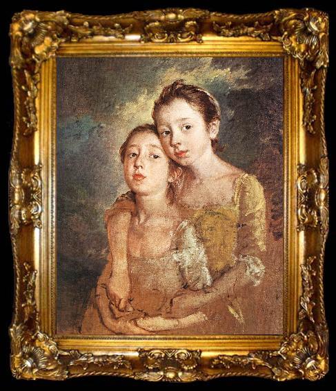 framed  GAINSBOROUGH, Thomas The Artist s Daughters with a Cat, ta009-2